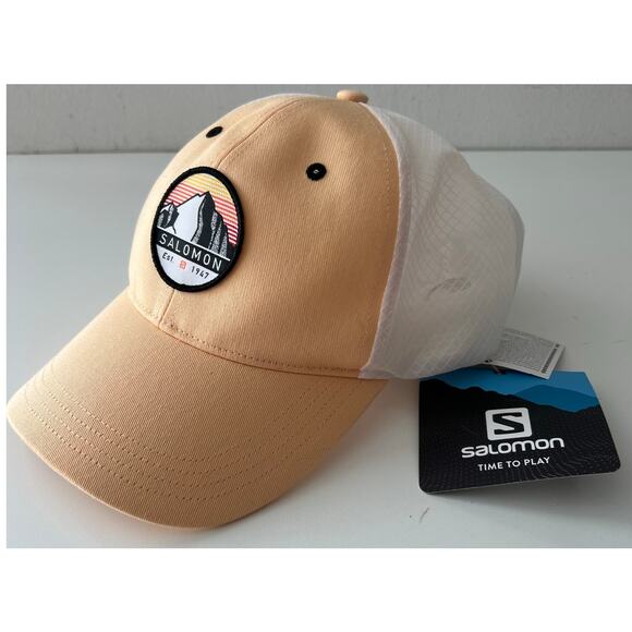 Salomon Trucker Curved Cap NWT Apricot Ice Sz L/XL Snapback Lightweight Rare - Picture 6 of 9
